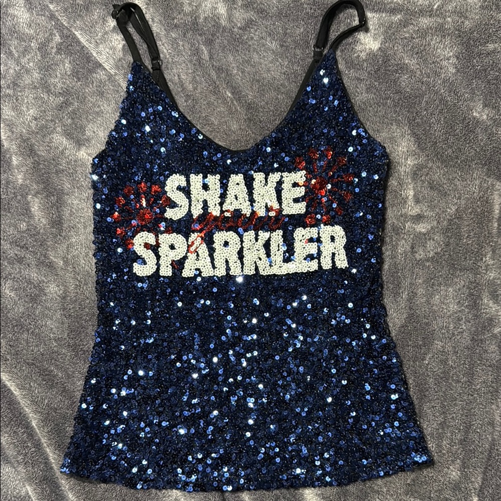 No Boundaries Sequin Women's Top - navy blue 4th of July